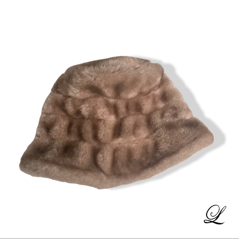 Vintage Faux Fur Bucket Hat Brown / Tan